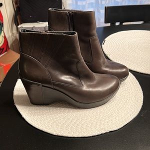 Dansko brown leather wedge bootie size 40